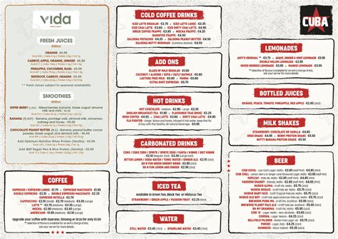 cafe cuba mosta menu.